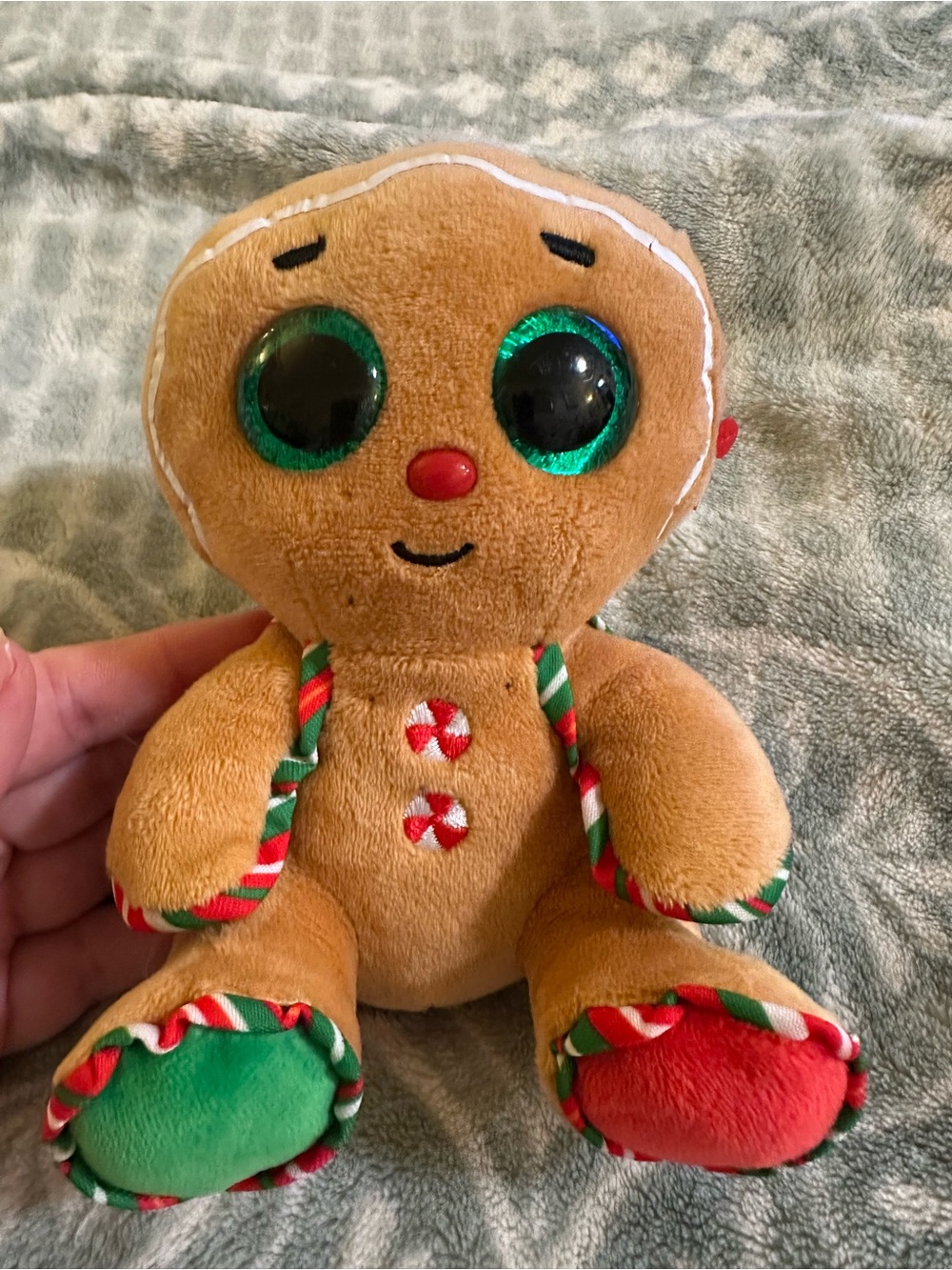 TY Snaps Plush Gingerbread Holiday Toy - Brown with Green & Red Accents